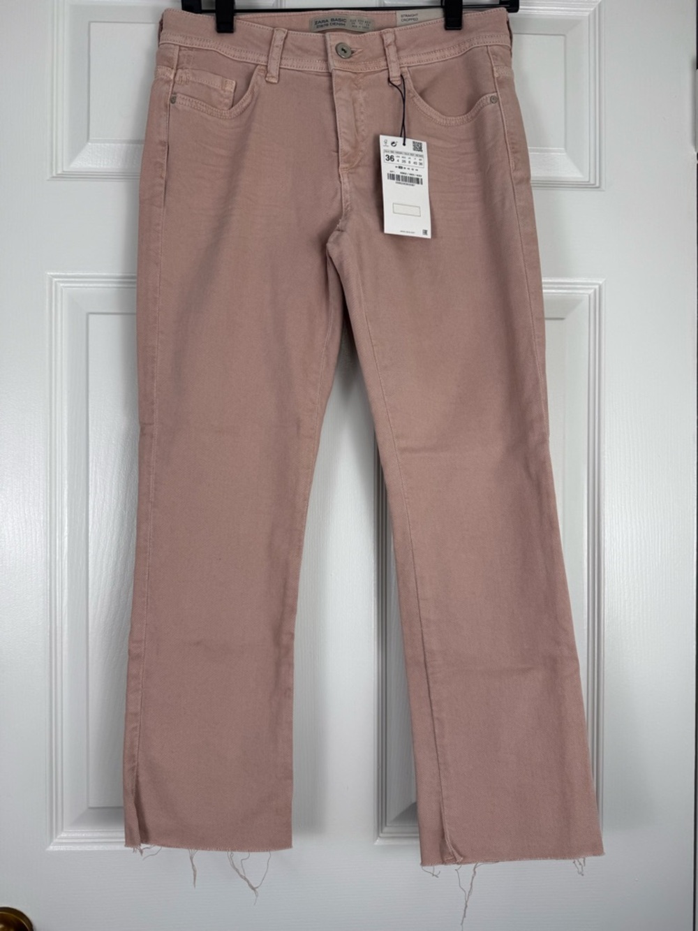 NWT Zara Blush Pink Straight Cropped Jeans Size 4